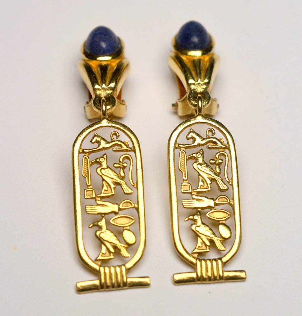 Lapislazuli - 925 Silber - Ohrringe - Ägyptisches Design #1.0