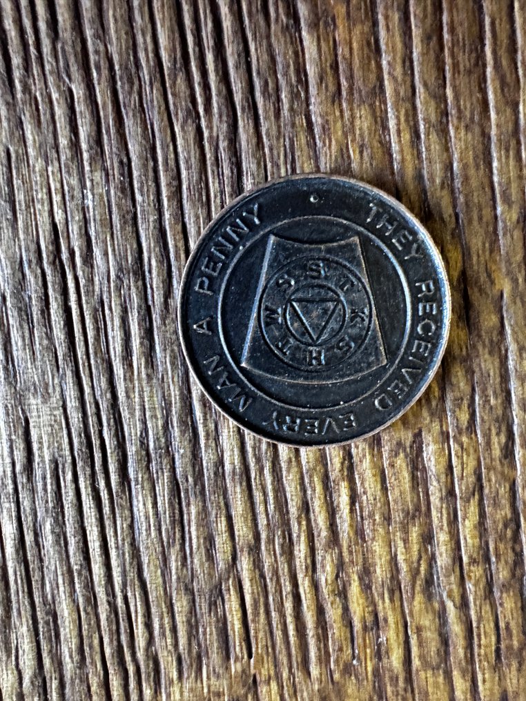 1762 R.A.M 神秘印记标记代币/“便士”。他们每人都得到了一个便士。. 1762  (没有保留价) #1.0