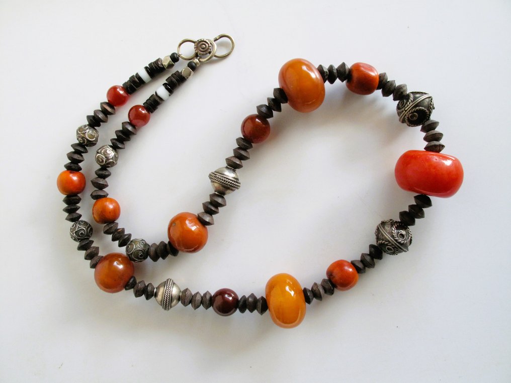 Ρητίνη, Μέταλλο, Ξύλο, κοράλλι - Κολιέ - Berbère Μαρόκο #3.2