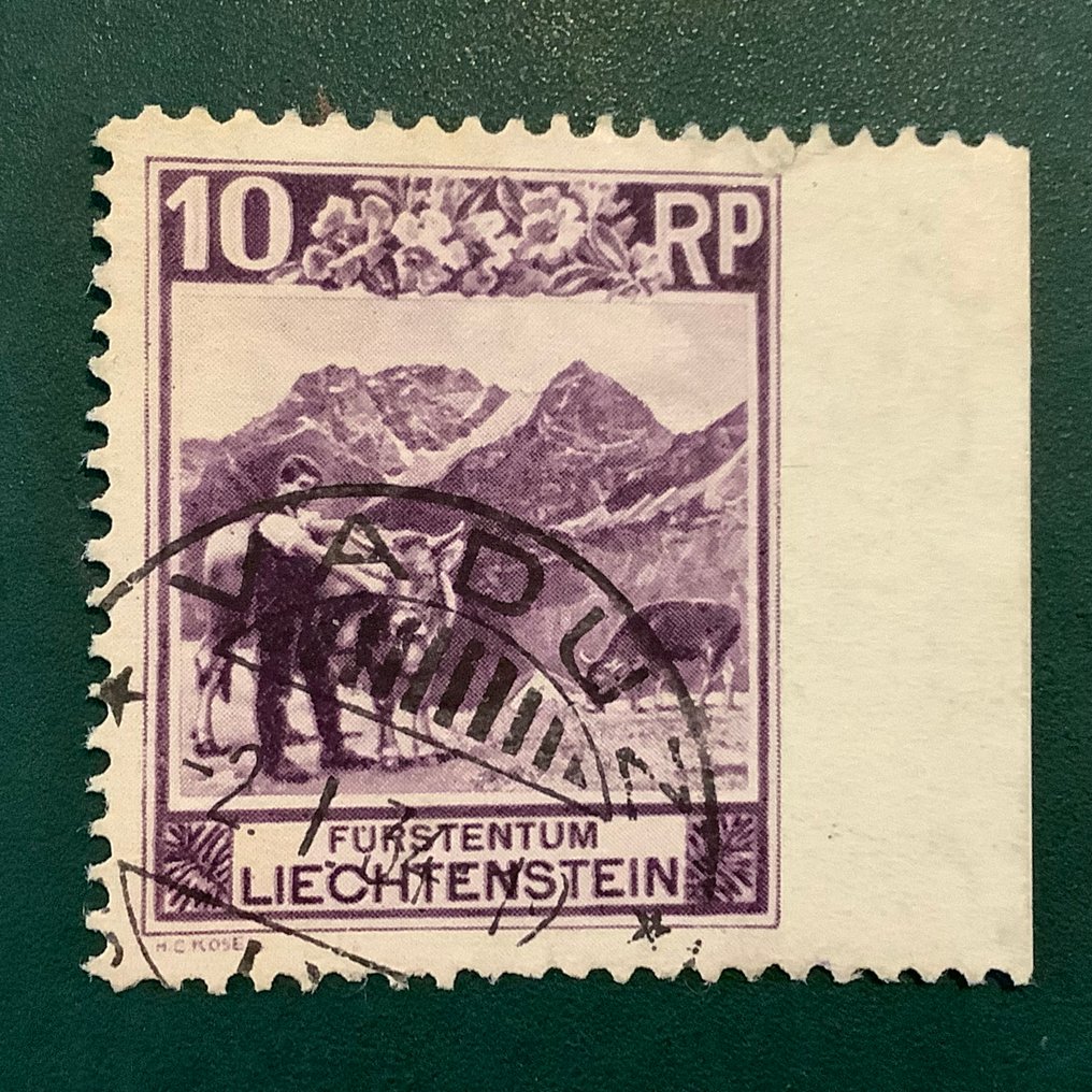 Λιχνεστάιν 1930 - 10 Rp τοπία δεν έχουν ταιριάξει δεξιά. - Michel 96 AUI #1.0