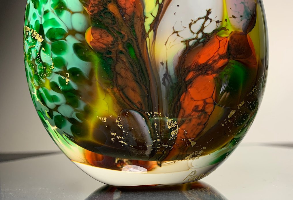 Maxence Parot - Βάζο - Βάζε μοναδικά χρώματα και Χρυσό. - Γυαλί #2.1