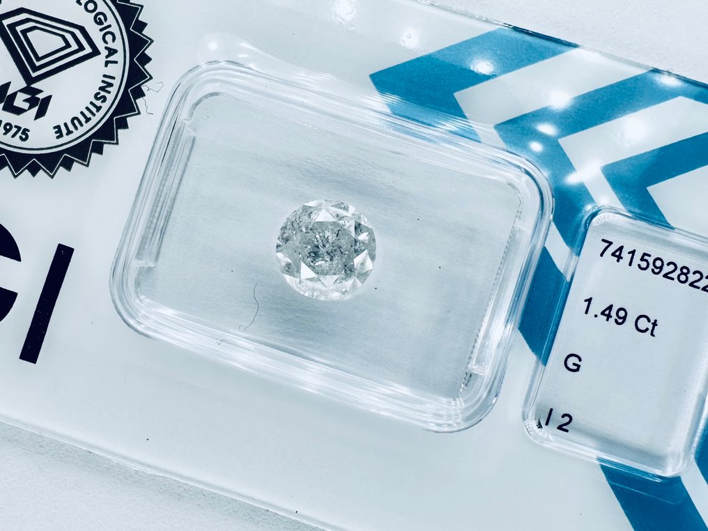 没有保留价 - 1 pcs 钻石  (天然)  - 1.49 ct - 圆形 - G - I2 内含二级 - 国际宝石研究院（IGI） - （自然） #1.0