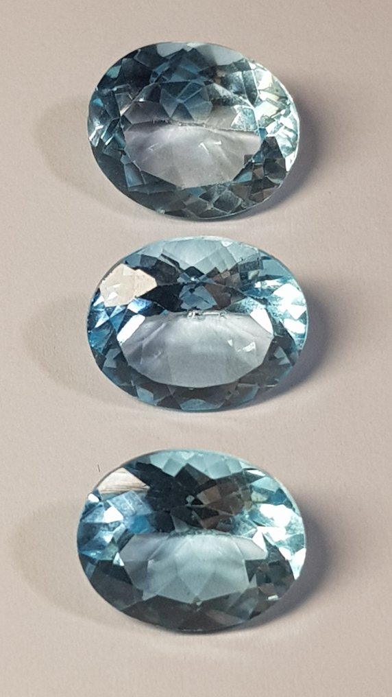 No reserve price - 3 pcs Blue Topaz - 17.22 ct - Antwerp Laboratory for Gemstone Testing (ALGT) - Sky Blue #1.0