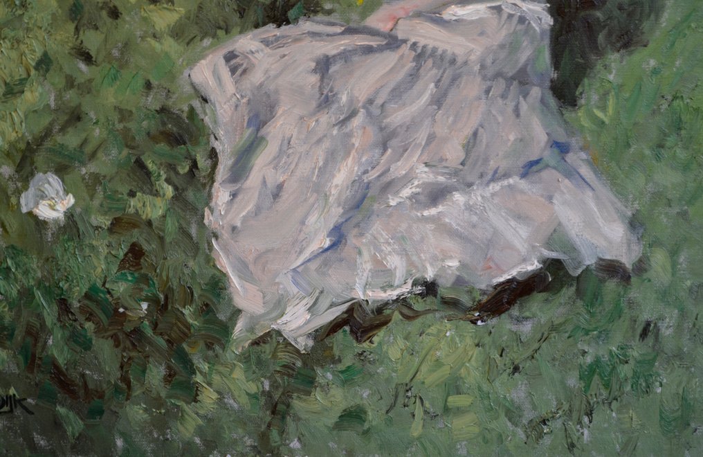 Chris van Dijk (1952) Impressionist - " Femme dans son jardin " #3.2