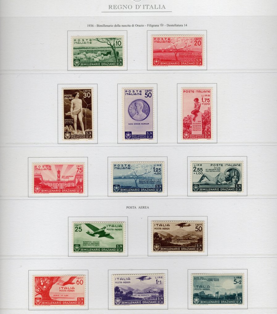 Olasz Királyság 1936 - ORAZIO - teljes sorozat 13 érték MNH ** - SPL #1.0