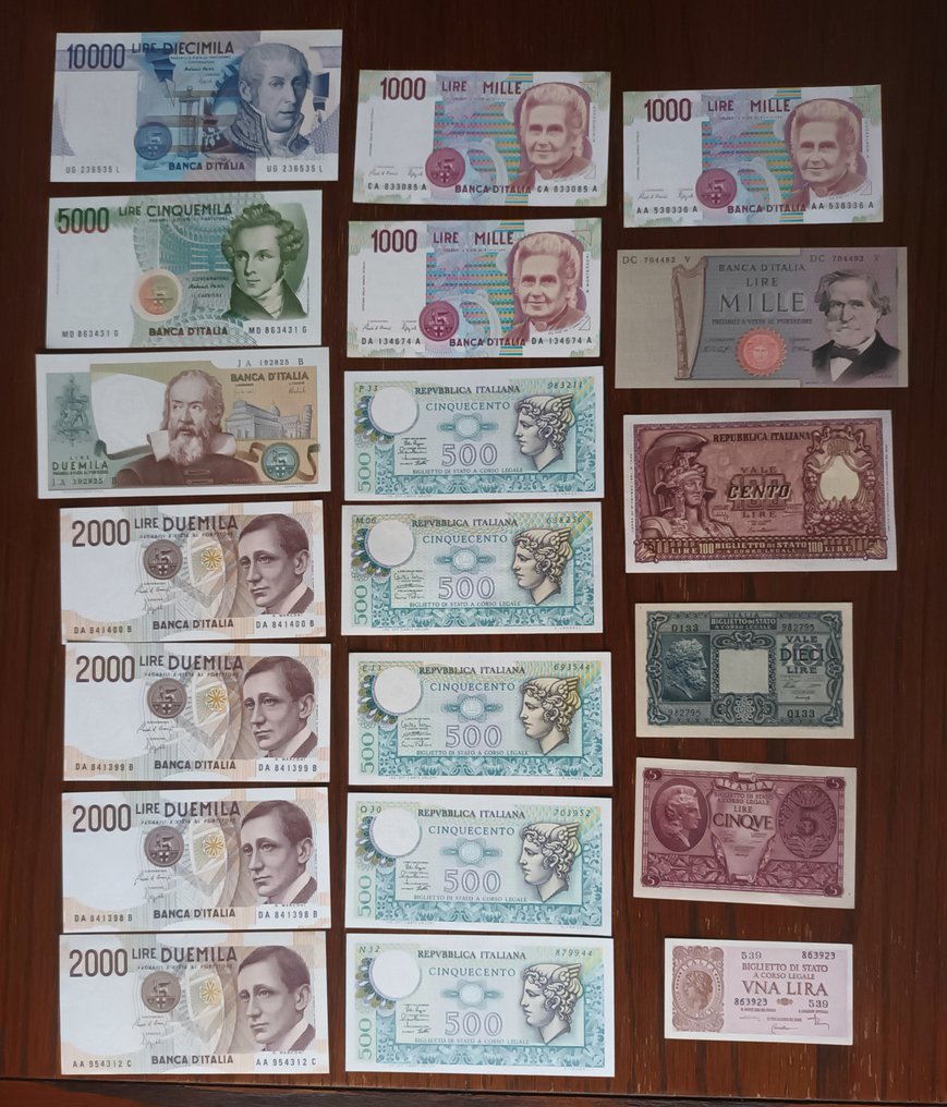Italia. - 20 banknotes Lire - various dates  (Fără preț de rezervă) #1.0