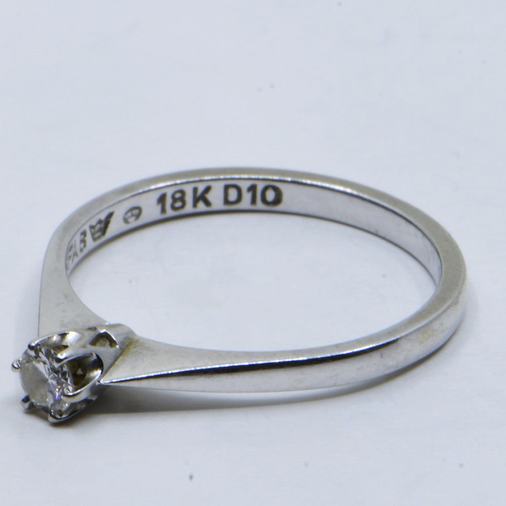 戒指 - 18K包金 白金 -  0.13ct. tw. 钻石 (天然)  - 经典订婚戒指 #1.0