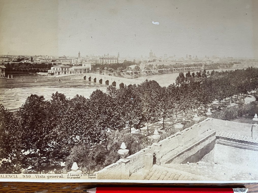 J. Laurent - Large Panoramic View of Valencia Spain by Laurent 1870s #4.3
