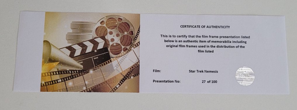 Star Trek Nemesis - Framed Film Cell Display with COA #2.1