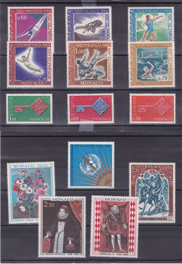 Mónaco 1968/1982 - Conjunto de Selos e Séries - MNH #1.0