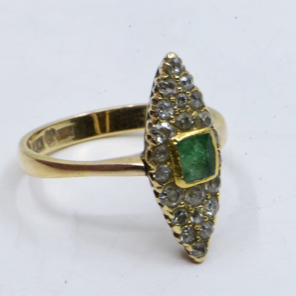 Ring - 18 karat Gull -  1.16ct. tw. Smaragd - Diamant #3.2