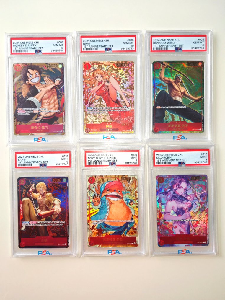 Bandai - 6 Graded card - One Piece - Nami First anniversary Chinese, Sequential ! Σειριακή κάρτα - PSA 10 #1.0