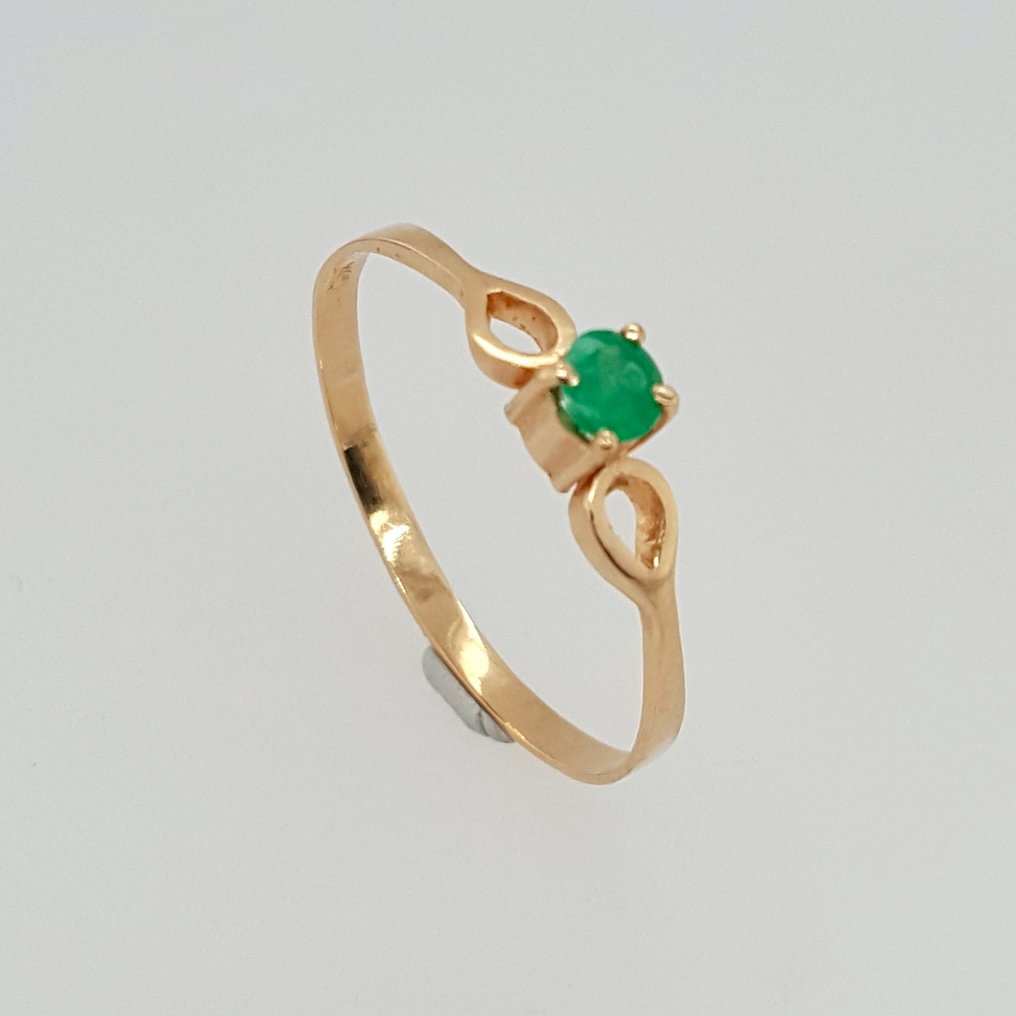 沒有保留價 - 戒指 - 18 克拉 黃金 祖母綠 #1.0