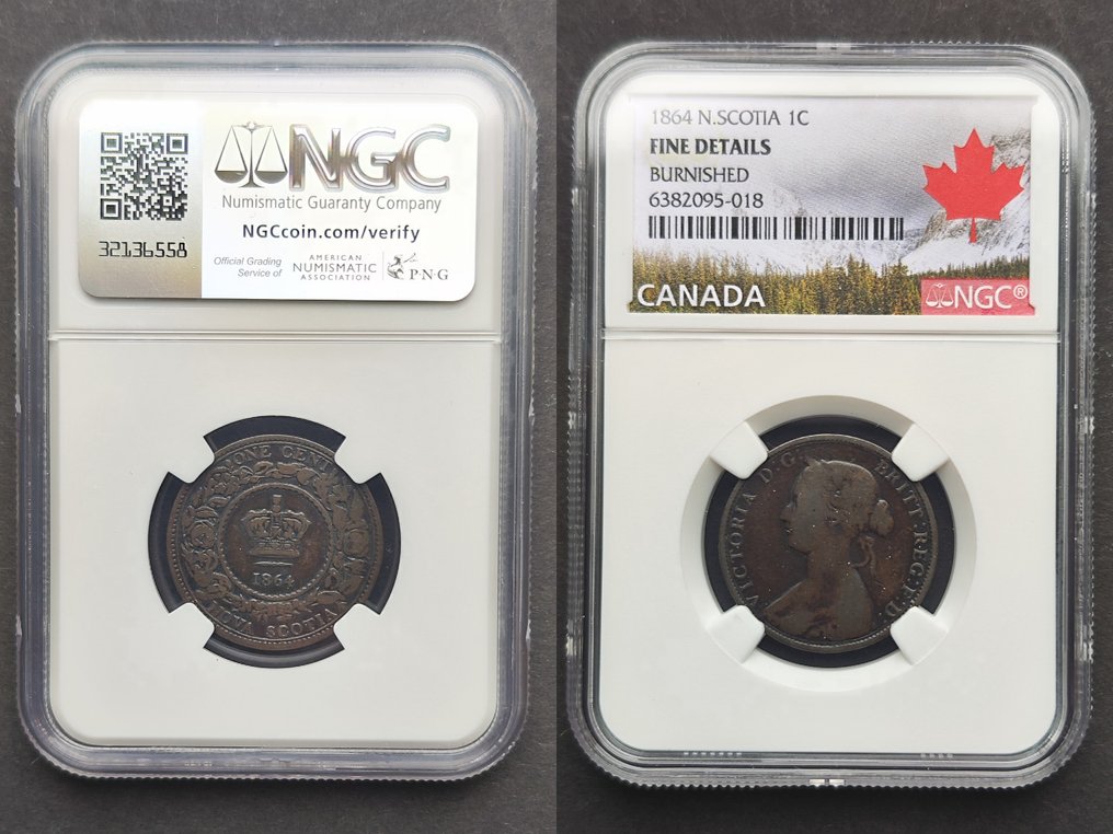 加拿大省份. 维多利亚. Lot of 2 coins 1864 / New Scotia  (没有保留价) #1.0