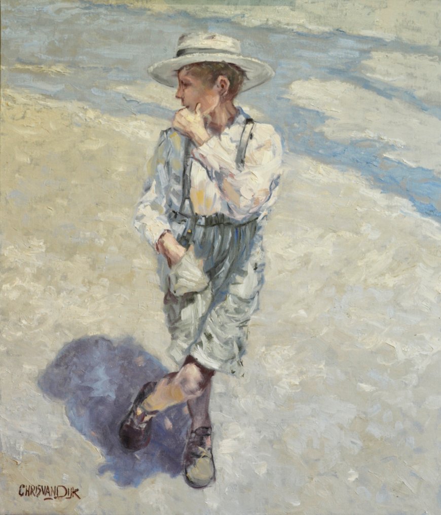 Chris van Dijk (1952) Impressionist - " Un garcon de la rue " #1.0