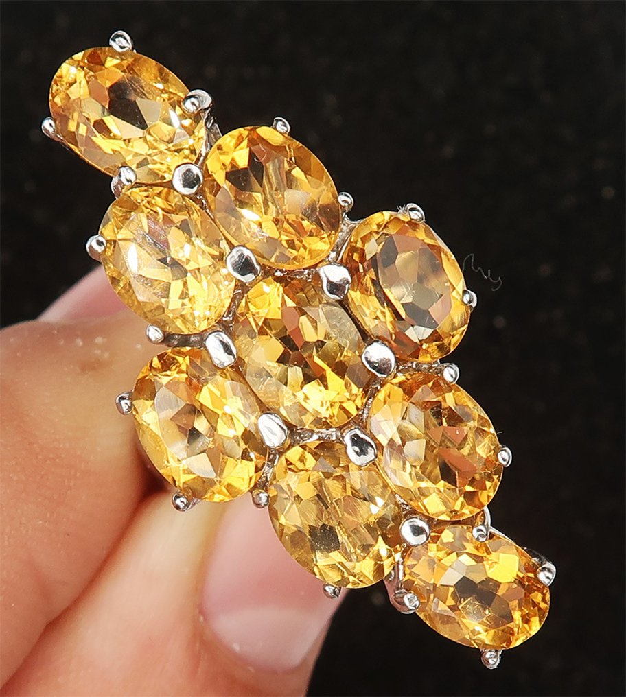 黃水晶 - 銀, 黄水晶戒指“成功之石”：丰盈与阳光的光辉 - 925纯银 - 戒指 #3.2