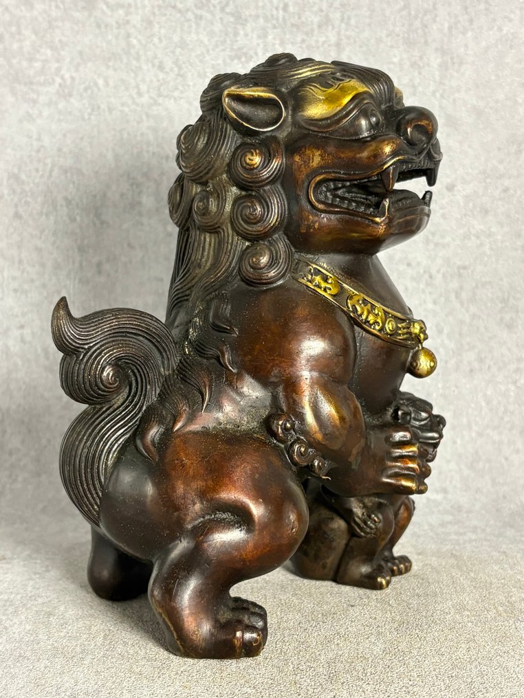 Large set foo dogs 22 cm / 4.4 kg - Bronze - China - Late 20th century #4.3