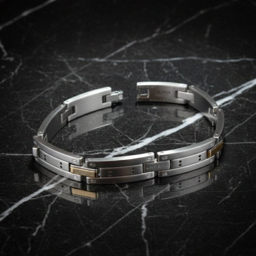 18 καράτια - Βραχιόλι σε χειρουργικό ατσάλι., Κίτρινο χρυσό - Βραχιόλι - Κατασκευασμένο στην Ιταλία #3.2