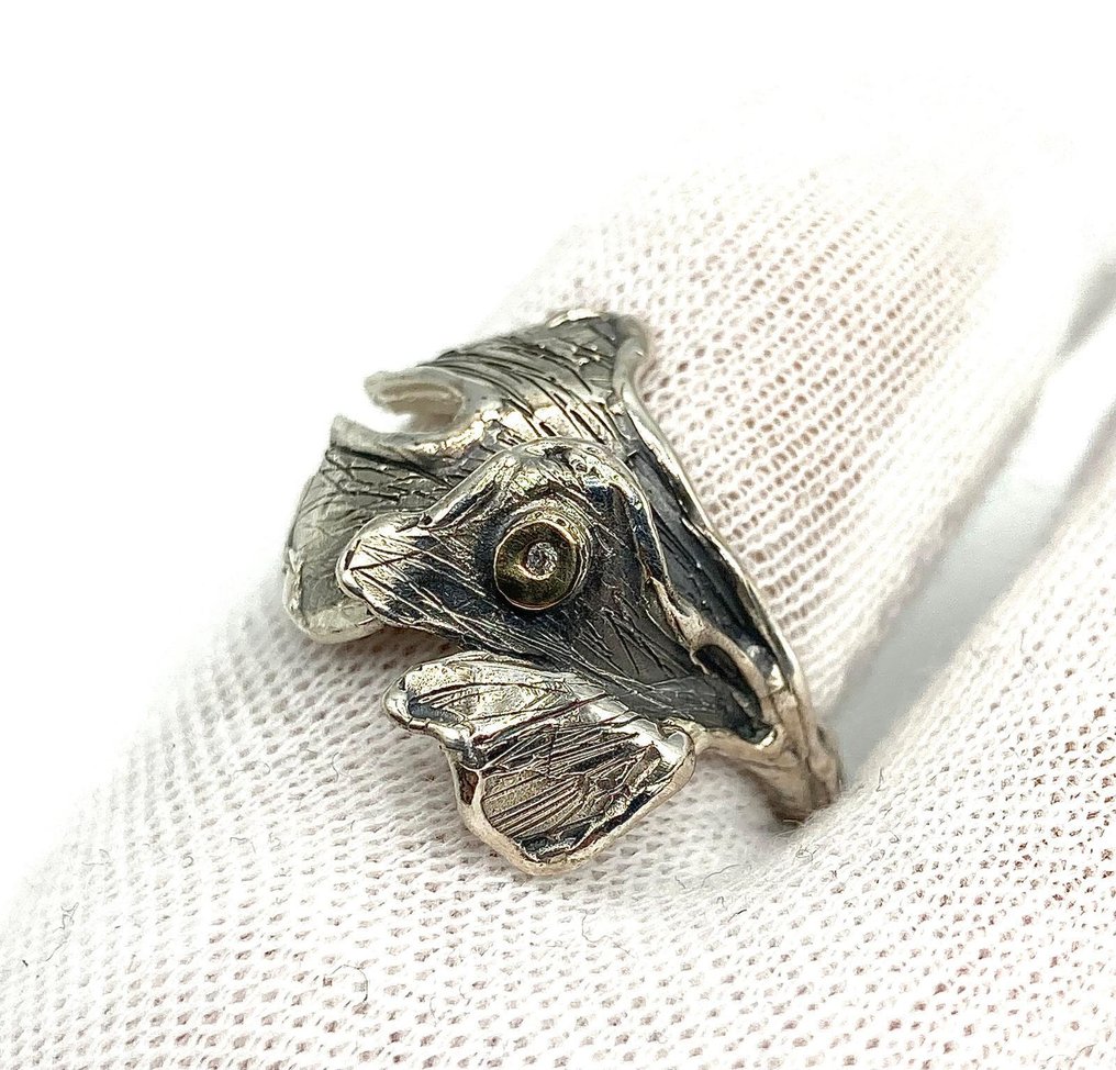 χωρίς τιμή ασφαλείας - Δαχτυλίδι - 18 καράτια Ασημί, Κίτρινο χρυσό Διαμάντι (Φυσικό)  #3.2