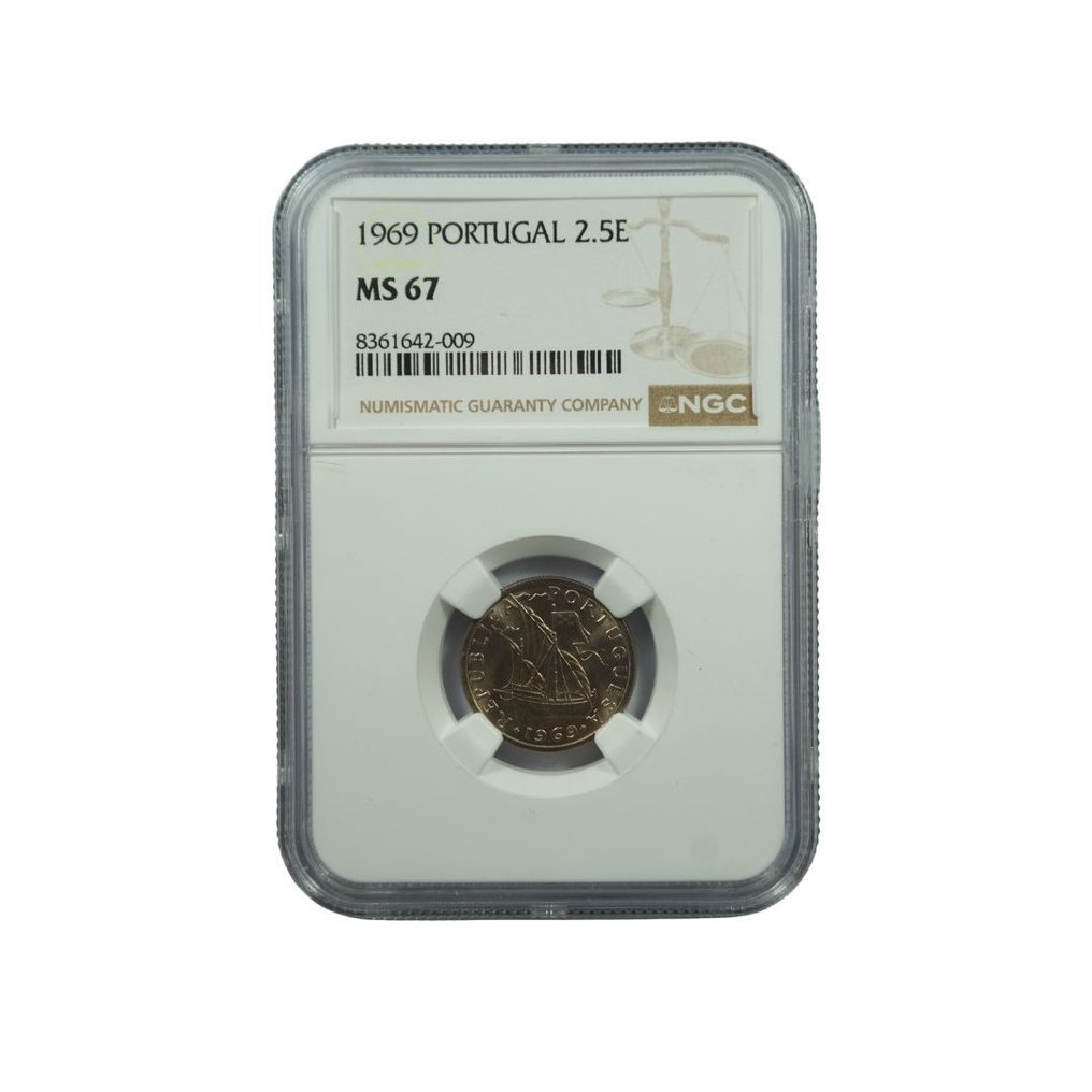 葡萄牙. Republic. 2,5 Escudos 1969 NGC MS67  (没有保留价) #1.0