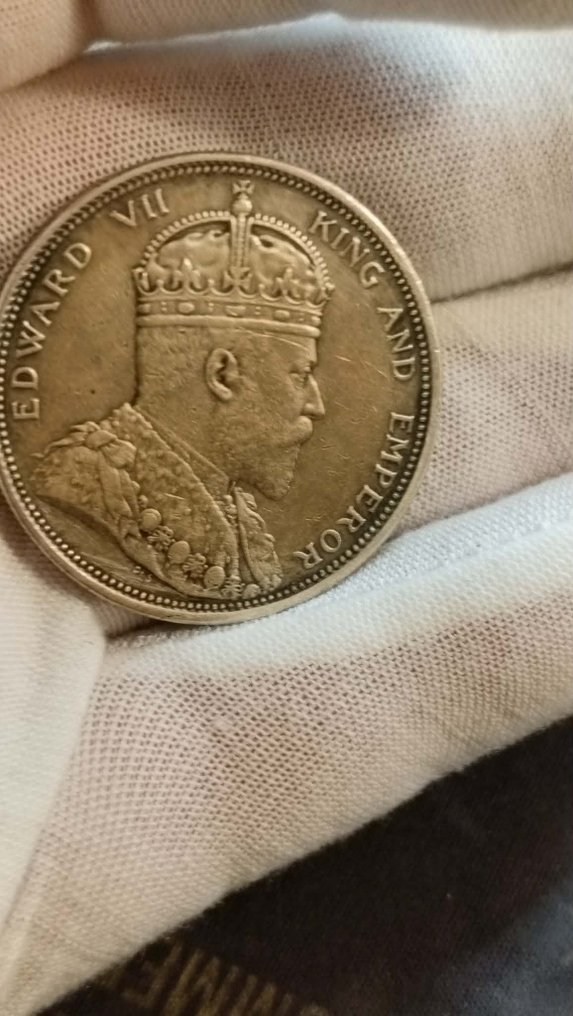 Britannian Intia. Edward VIII. 1 Dollar 1904 / Mumbai  (Ei pohjahintaa) #4.3