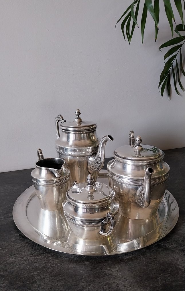 Rodolphe Reysec - Kahvi- ja teeastiasto (4) - Hopeoitu #1.0