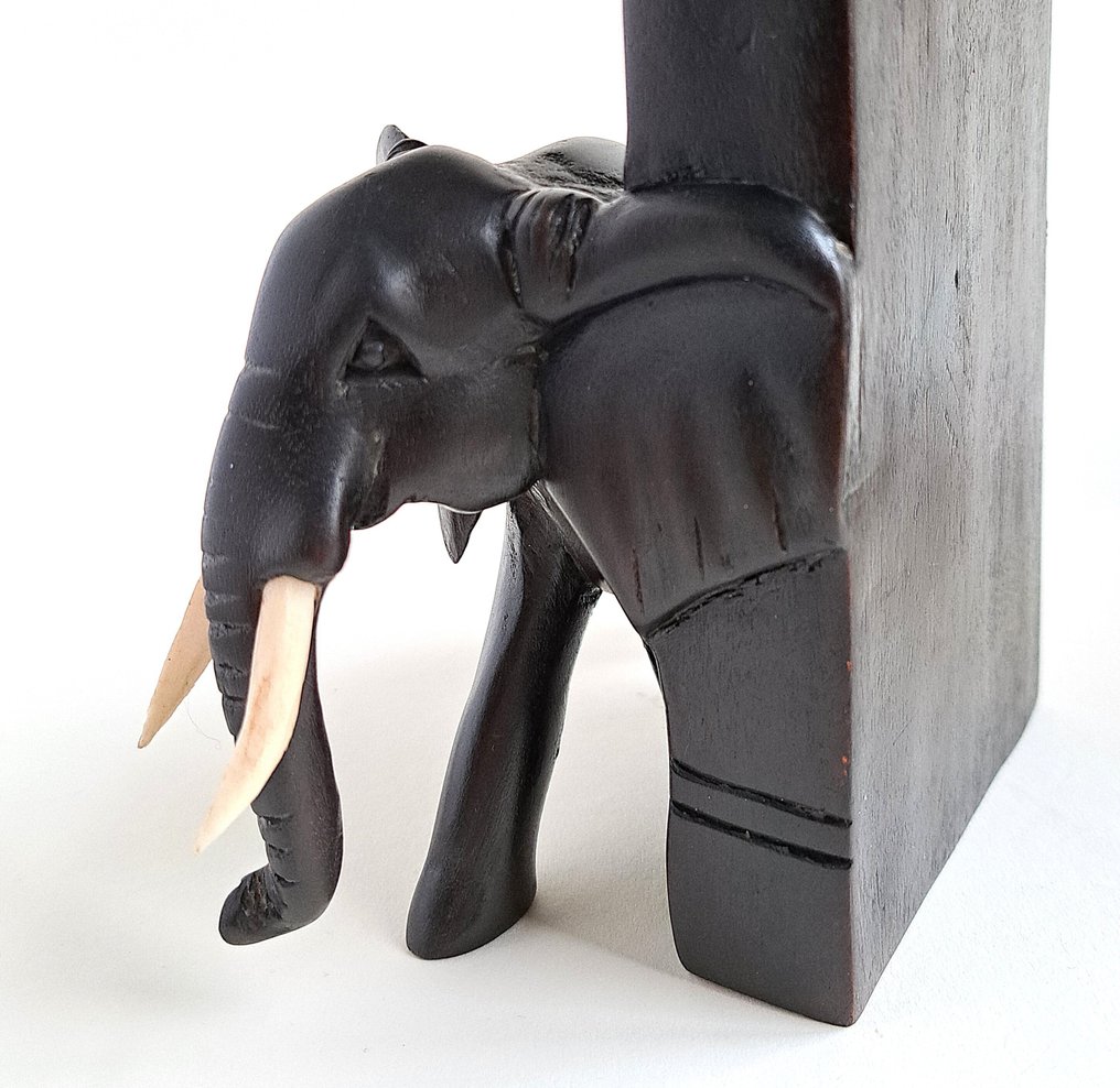 Βιβλιοστάτες (2) - τροπικό ξύλο - χειροποίητοι ελέφαντες #4.3