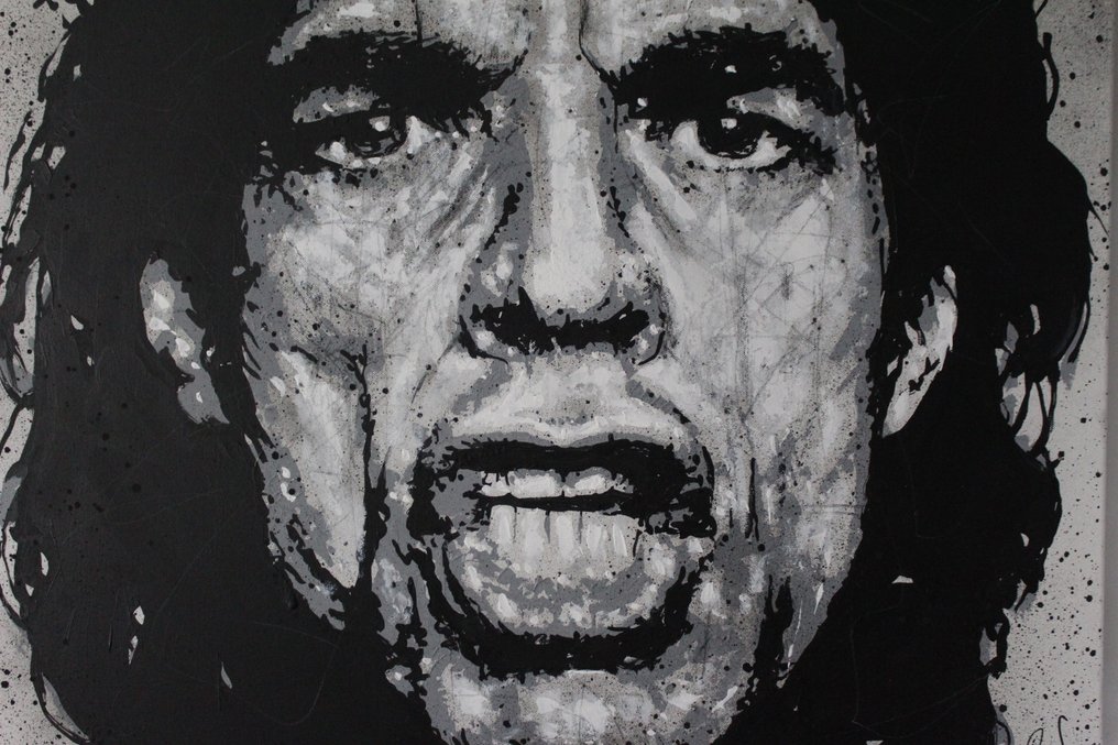 The Rolling Stones - Mick Jagger - Handpainted and signed painting - By PopArt artist Vincent Mink. - Portrait of Mick Jagger #4.3