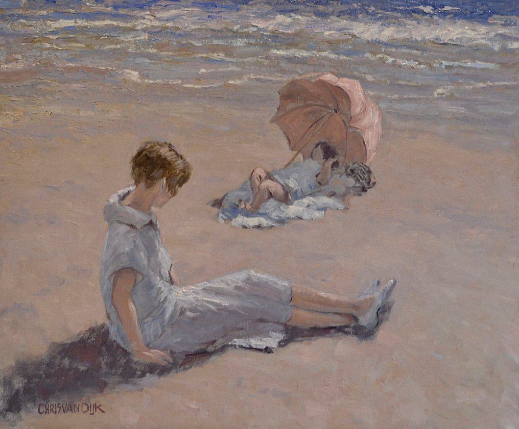 Chris van Dijk (1952) - Impressionist " Je garde ma petit soeur " #1.0