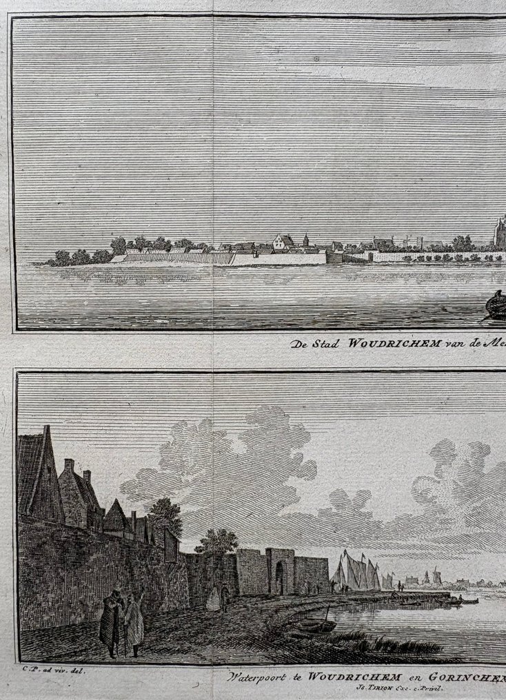 Olanda - Woudrichem, Gorcum; C. Pronk, I. Tirion - De Stad Woudrichem ... / Gorinchem - 1721-1750 #4.3