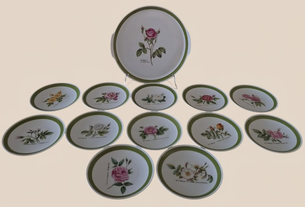 Hutschenreuther - Leivonnais- / kakkusetti (13) - Posliini - Redoute Rose Botanical #4.3