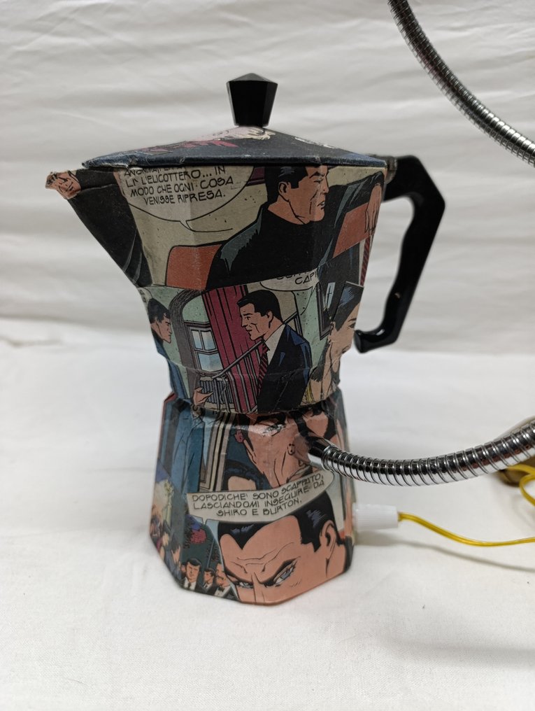 Table lamp - Plastic, Steel, Aluminium, Coffee maker transformed into a lamp. #4.3