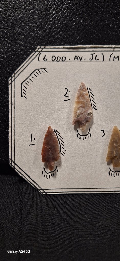 新石器時代 碧玉 新石器时代彩色碧玉箭头点收藏，来自北非，公元前6000年左右。 - 238 mm  (沒有保留價) #2.1