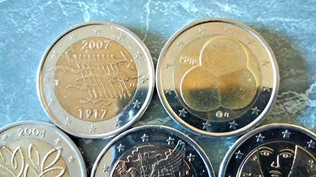 Finnország. 2 Euro 2004/2019 (incl. 2 euro "Enlargement of the EU") (5 pièces) (Nincs minimálár) #1.0
