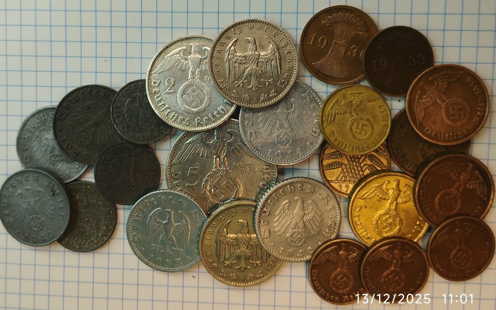 Németország, Harmadik Birodalom Collection of coins incl. silver 1935-1944 (Nincs minimálár) #3.2