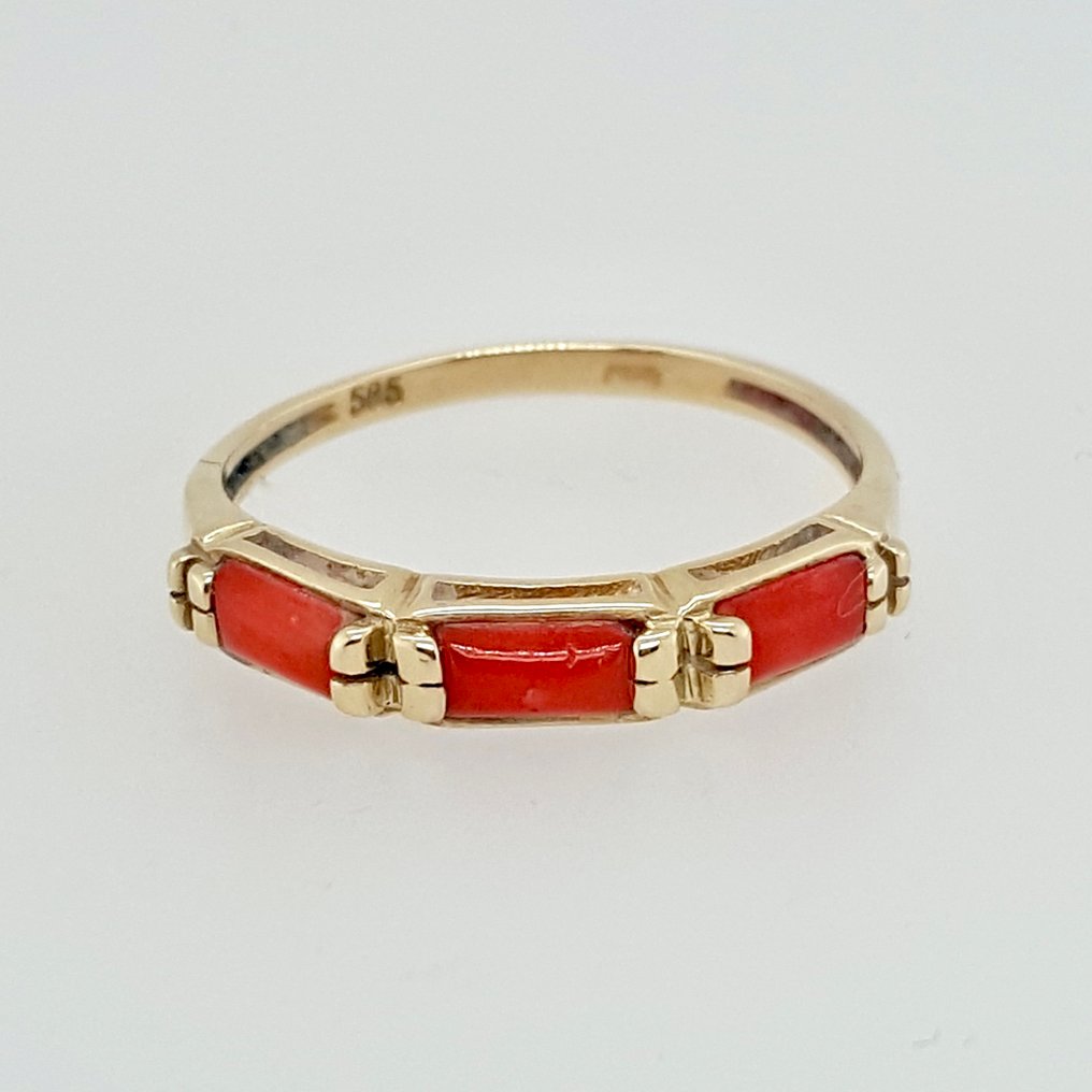 Sans prix de réserve - Bague - 14 carats Or jaune Corail rouge #1.0