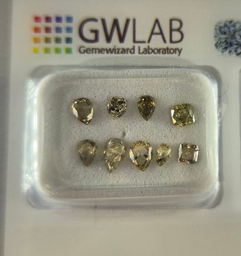 Ohne mindestpreis - 9 pcs Diamant  (Natürlich farbig)  - 1.00 ct - Gemischte Form Grau - SI1, I1, SI2, SI3 - Gemewizard Gemological Laboratory (GWLab) #1.0