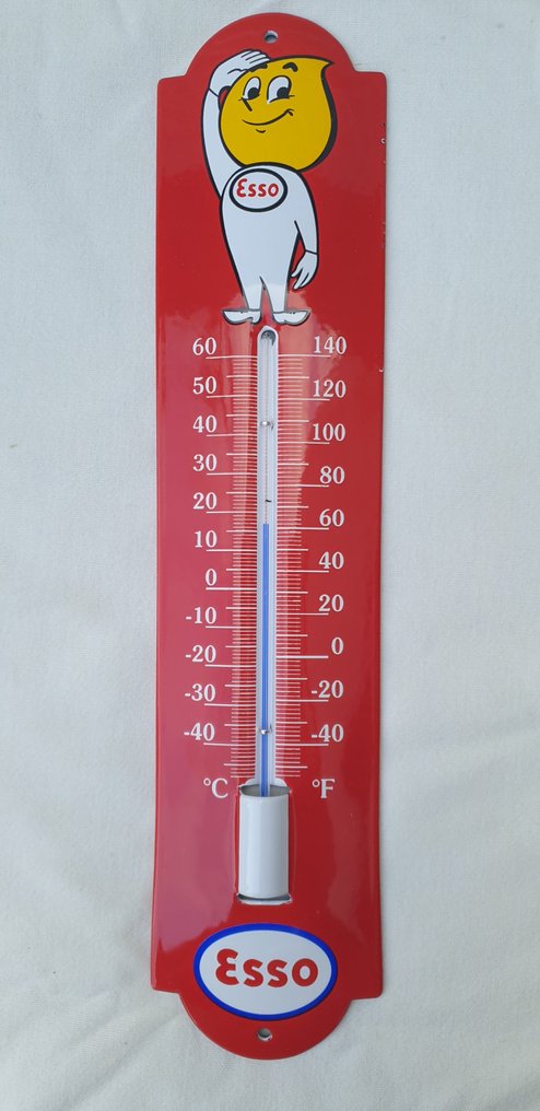 Esso - Termometro - Metallo, Smalto, Vetro #1.0
