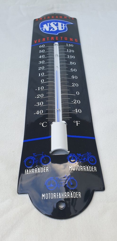 NSU - Termometer - Glas - Metall - Emaille #4.3