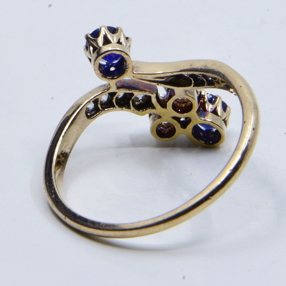 Δαχτυλίδι - 14 καράτια Κίτρινο χρυσό -  0.28ct. tw. Ζαφείρι - Διαμάντι #3.2