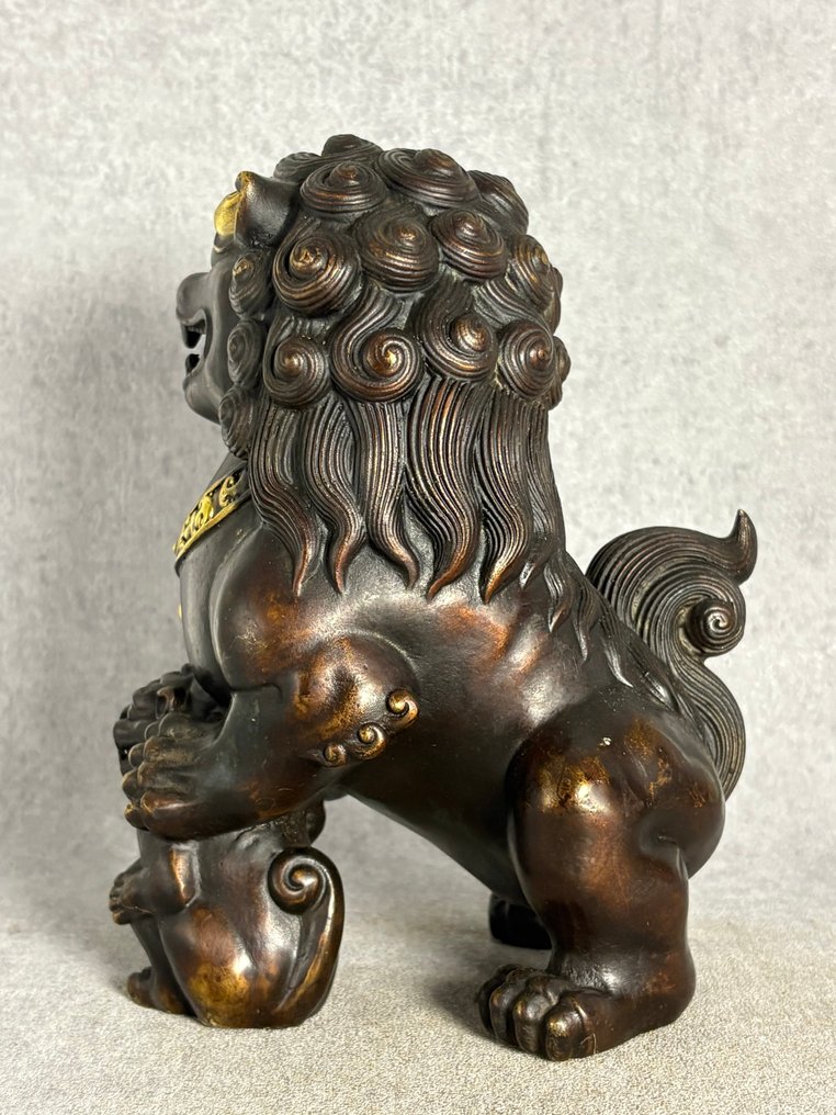 Large set foo dogs 22 cm / 4.4 kg - Bronze - China - Late 20th century #3.2