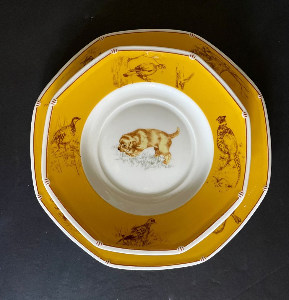 Hermès - Plat (2) - "Chiens courants & Chiens d’arrêt” - Porcelaine - 2 assiettes octogonales #3.2