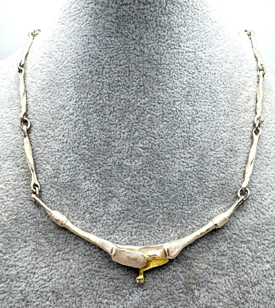 Nincs minimálár - Lánc Ezüst, Aranyozott -  0.03ct. tw. Gyémánt (Természetes)  #1.0