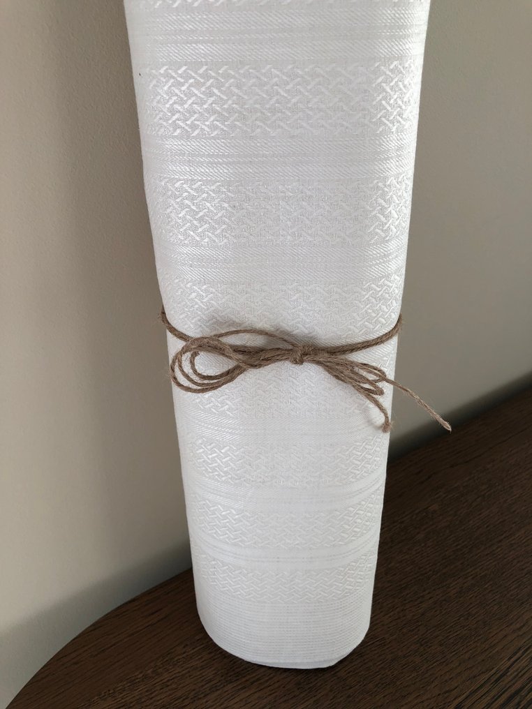 纺织品  - 1240 cm - 47 cm - 古董亚麻提花卷 #1.0