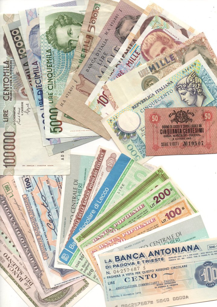Italy. - 22 banconote e miniassegni varie date (No reserve price) #1.0