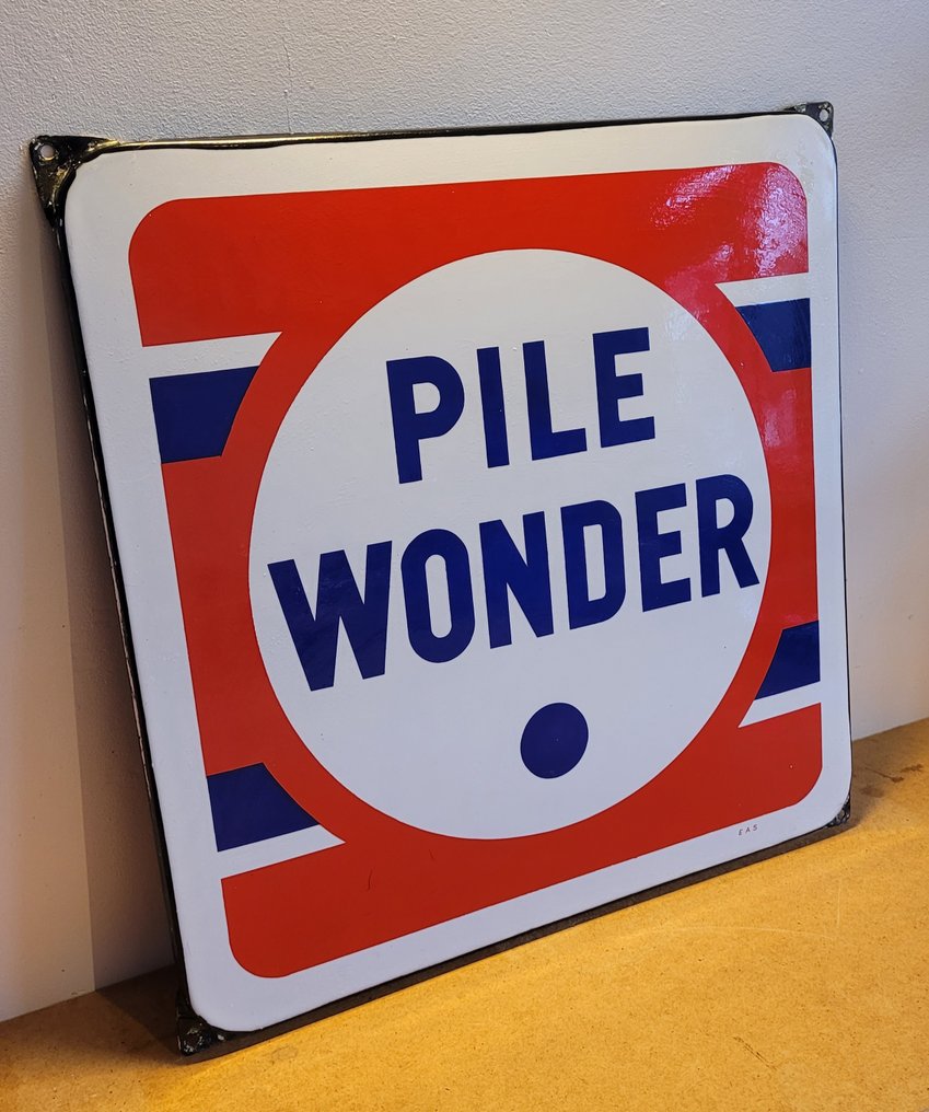 琺瑯標誌牌 - Pile Wonder - Emaille - E.A.S. - 大约1950年 #1.0