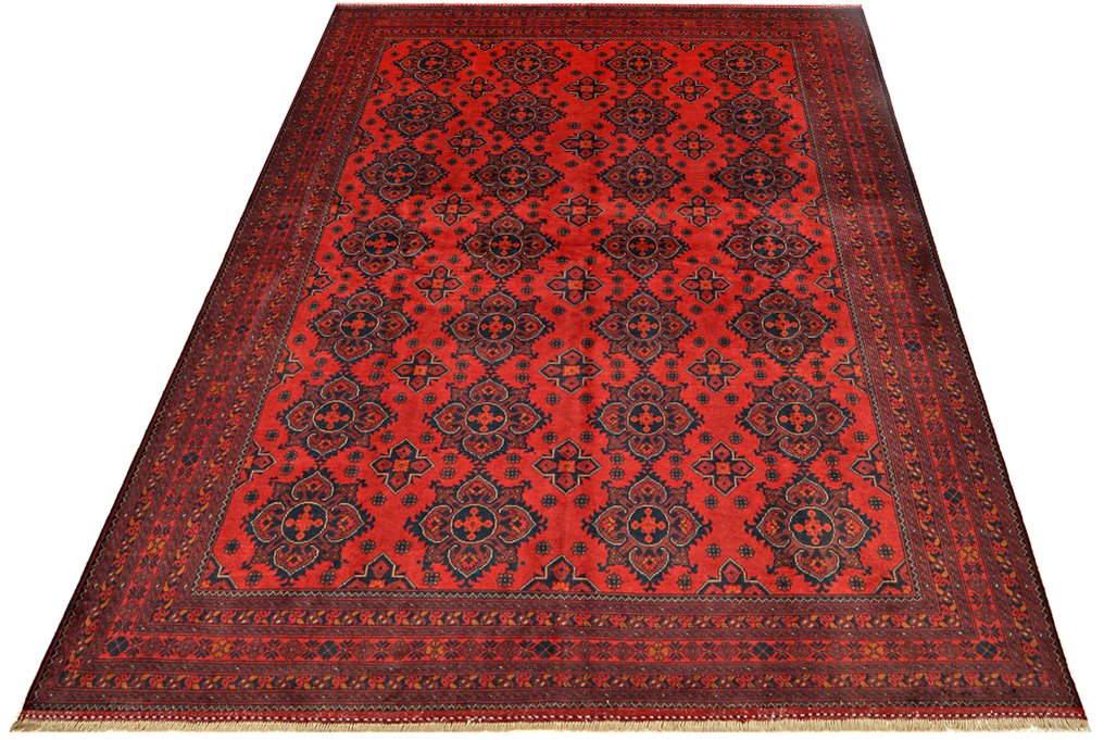 Afghan, Νέο μοναδικό χειροποίητο χαλί Khal Mohammadi, κομψό κόκκινο. - Χαλί - 342 cm - 242 cm - Χειροποίητο παραδοσιακό χαλί #1.0