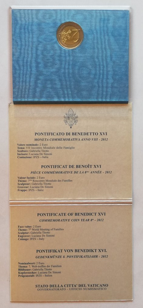 Vatikanen. 2 Euro 2010/2012 "Anno Sacerdotale" + "Incontro Mondiale delle Famiglie" (2 coins) (Utan reservationspris) #4.3