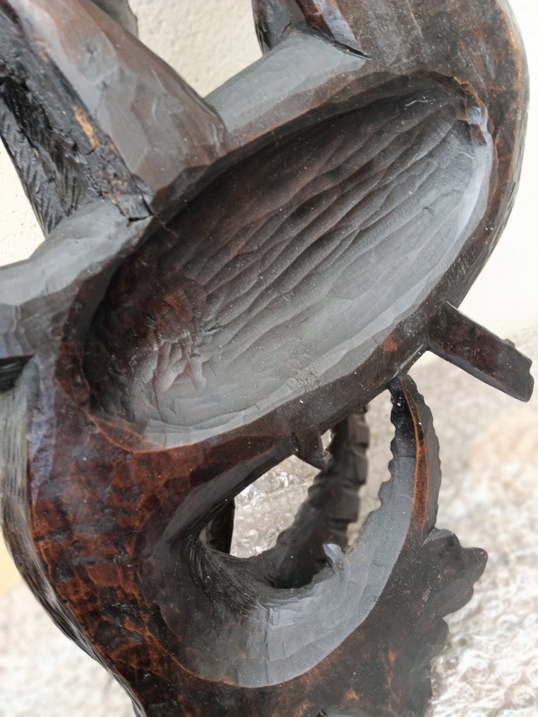 Atribuido a Luis Ayuga - Træsnit/Relief, Caza - 70 cm - Træ #3.2