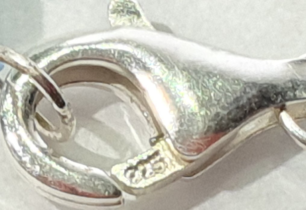 天然海蓝宝石 - AAAA++ - 超长 - 神圣保护 - 925纯银扣 - 頸鏈 #3.2